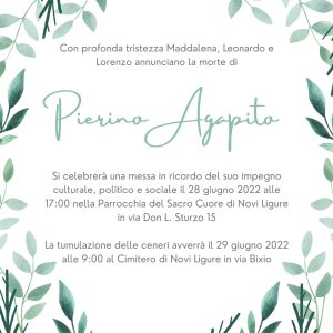 Martedi 28 giugno Messa in ricordo di Pierino Agapito